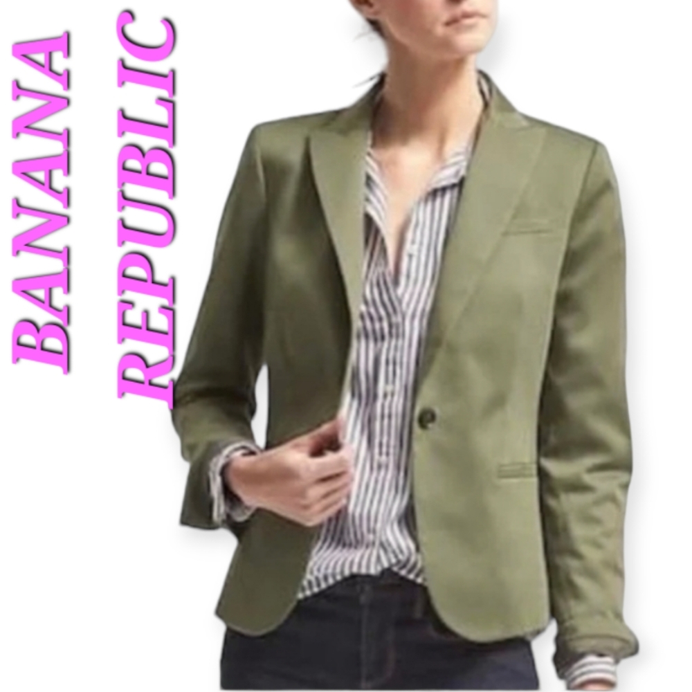 Banana Republic Blazer One Button Closure In Green